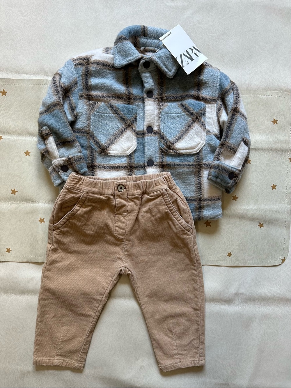 18-24M Zara Snap Up Sherpa Jacket & Tan Corduroy Pants